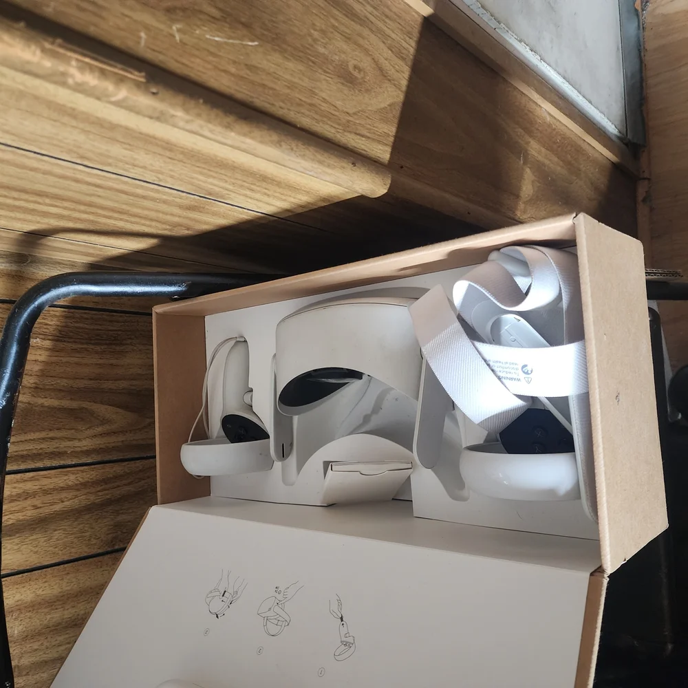 White VR Headset and Controllers